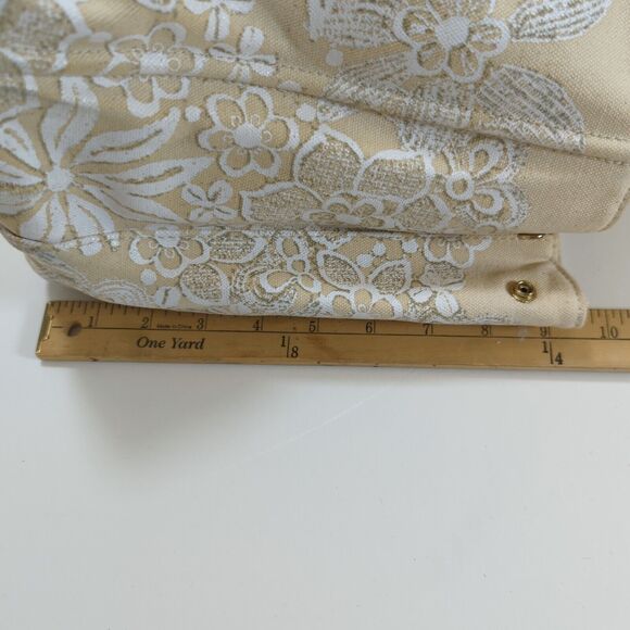 Oscar de la Renta Tote Bag Purse Neiman Marcus Target Floral Lace Canvas Flaw - Picture 15 of 16